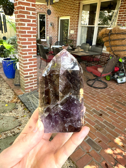 Polished Amethyst Super 7 Melody Stone Quartz Point 222g Specimen From Minas Gerais Brazil