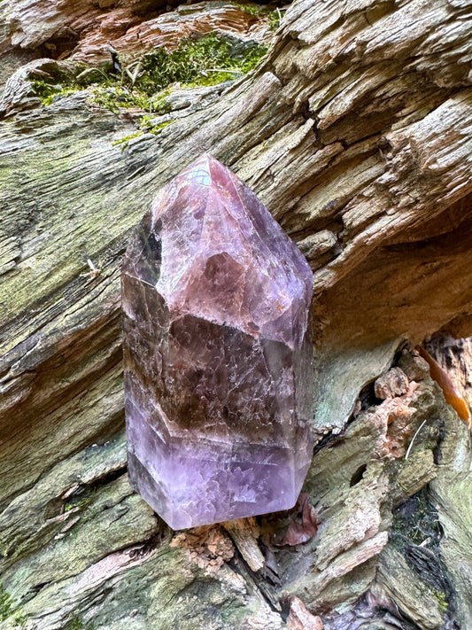 Polished Amethyst Super 7 Melody Stone Quartz Point 222g Specimen From Minas Gerais Brazil