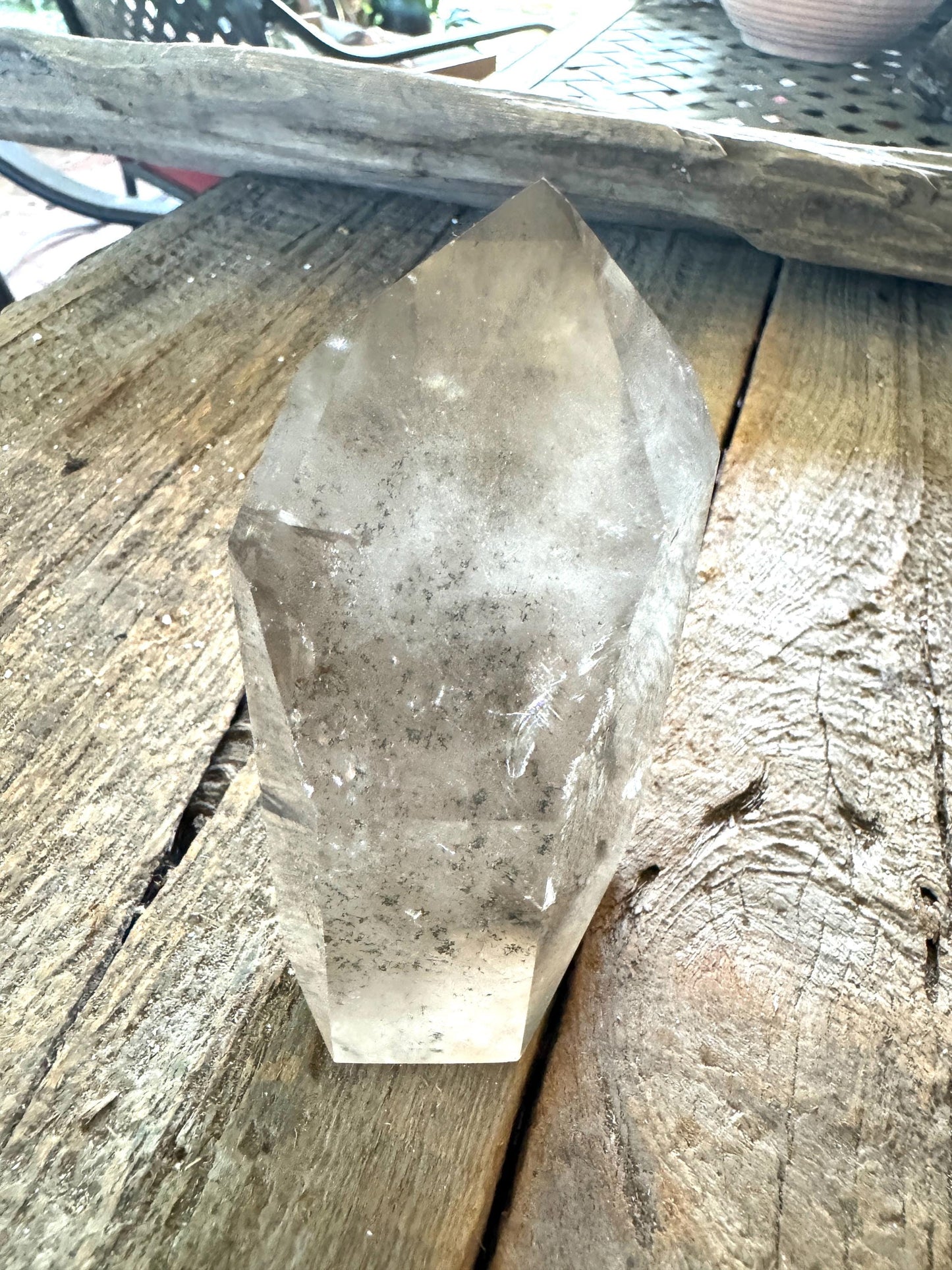 Beautiful 288.4g Brazilian Green Chlorite Phantom Quartz Polished Point Specimen Metaphysical, Healing, Pagan, Wicca, Collection