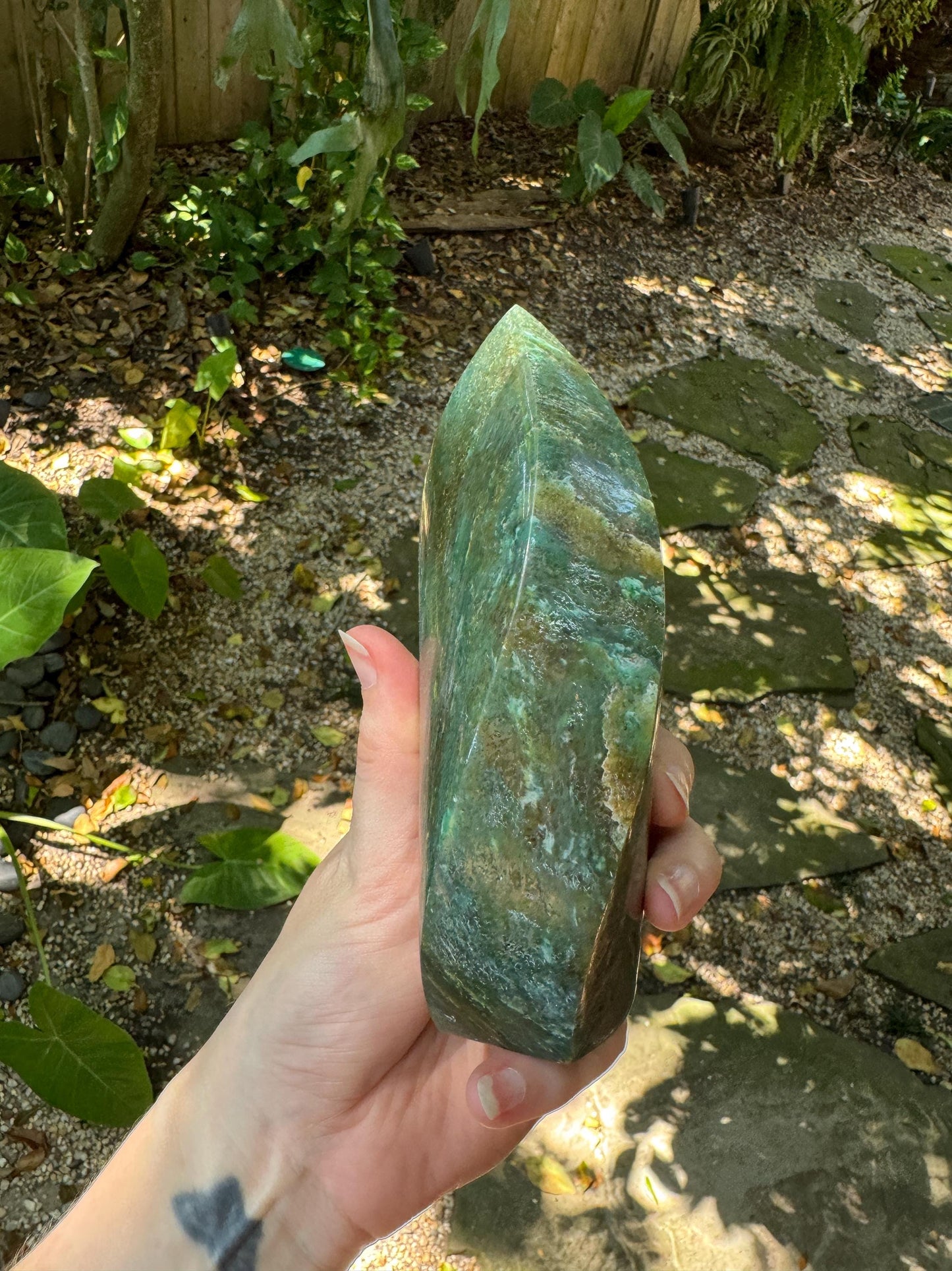 Polished Green Aventurine Fuchsite Free Form 758g 1lb 10.6oz Specimen From Brazil