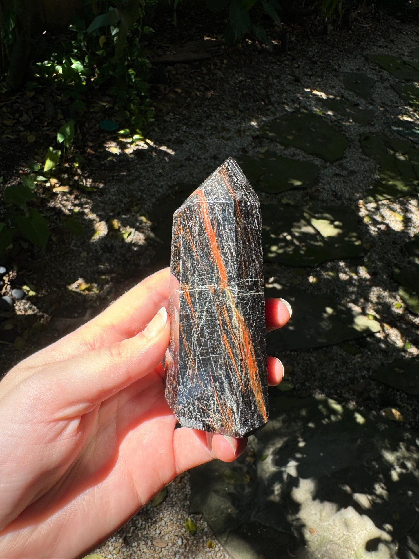 Tourmaline with Hematite Inclusions 265.5g Polished Point Specimen From Brazil