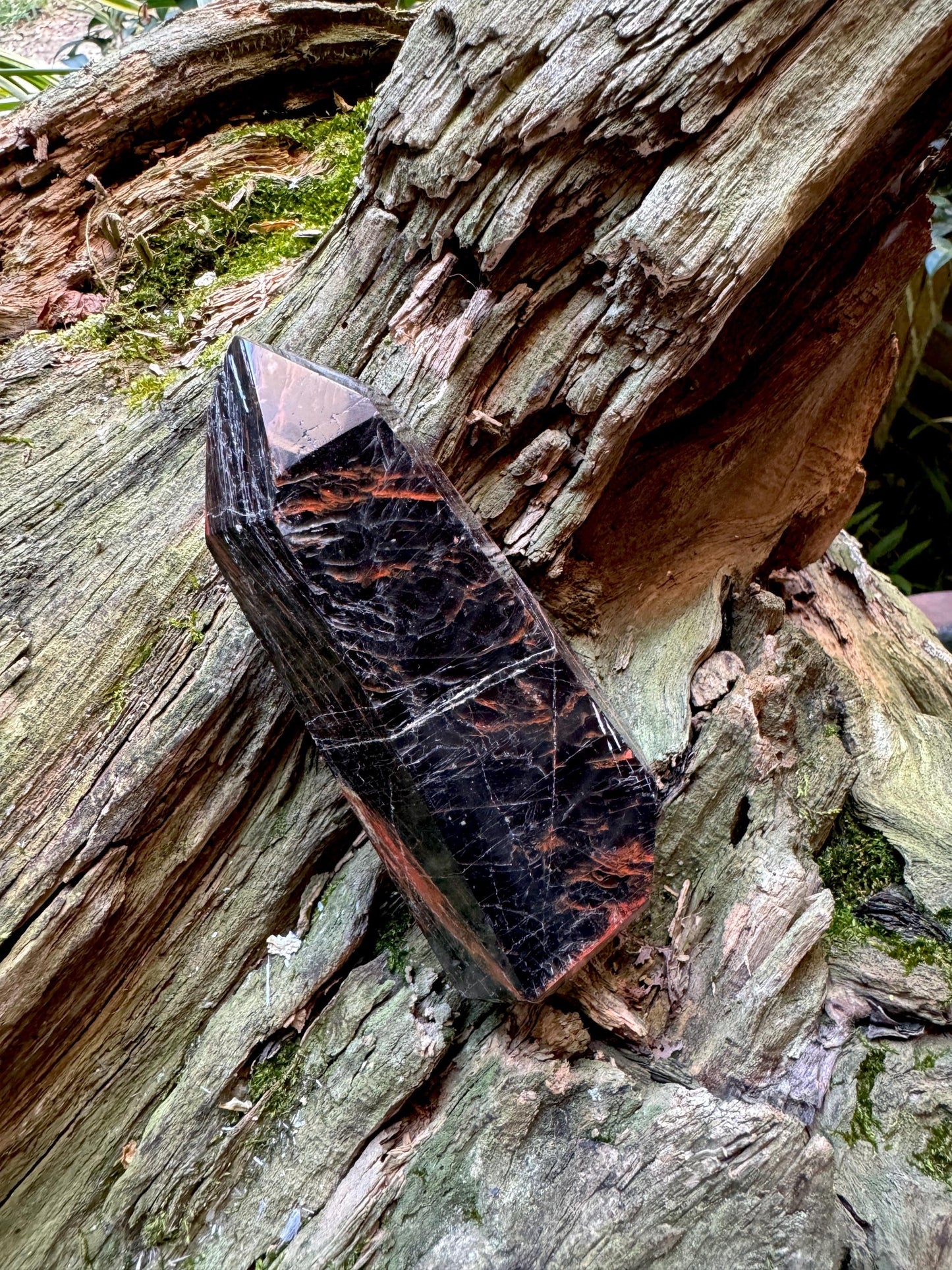 Tourmaline with Hematite Inclusions 265.5g Polished Point Specimen From Brazil
