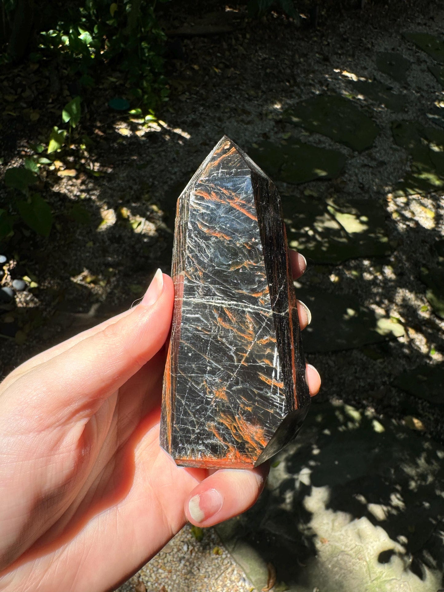 Tourmaline with Hematite Inclusions 265.5g Polished Point Specimen From Brazil