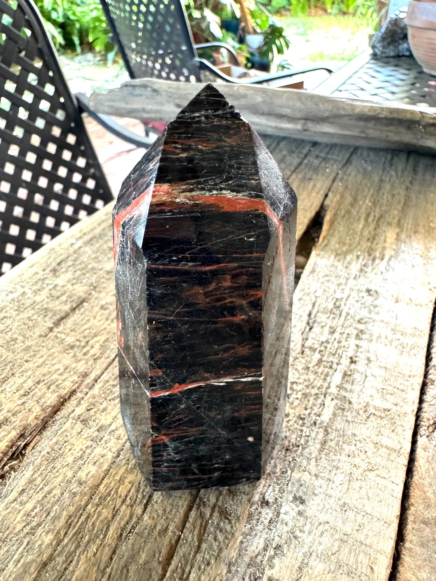 Tourmaline with Hematite Inclusions 265.5g Polished Point Specimen From Brazil