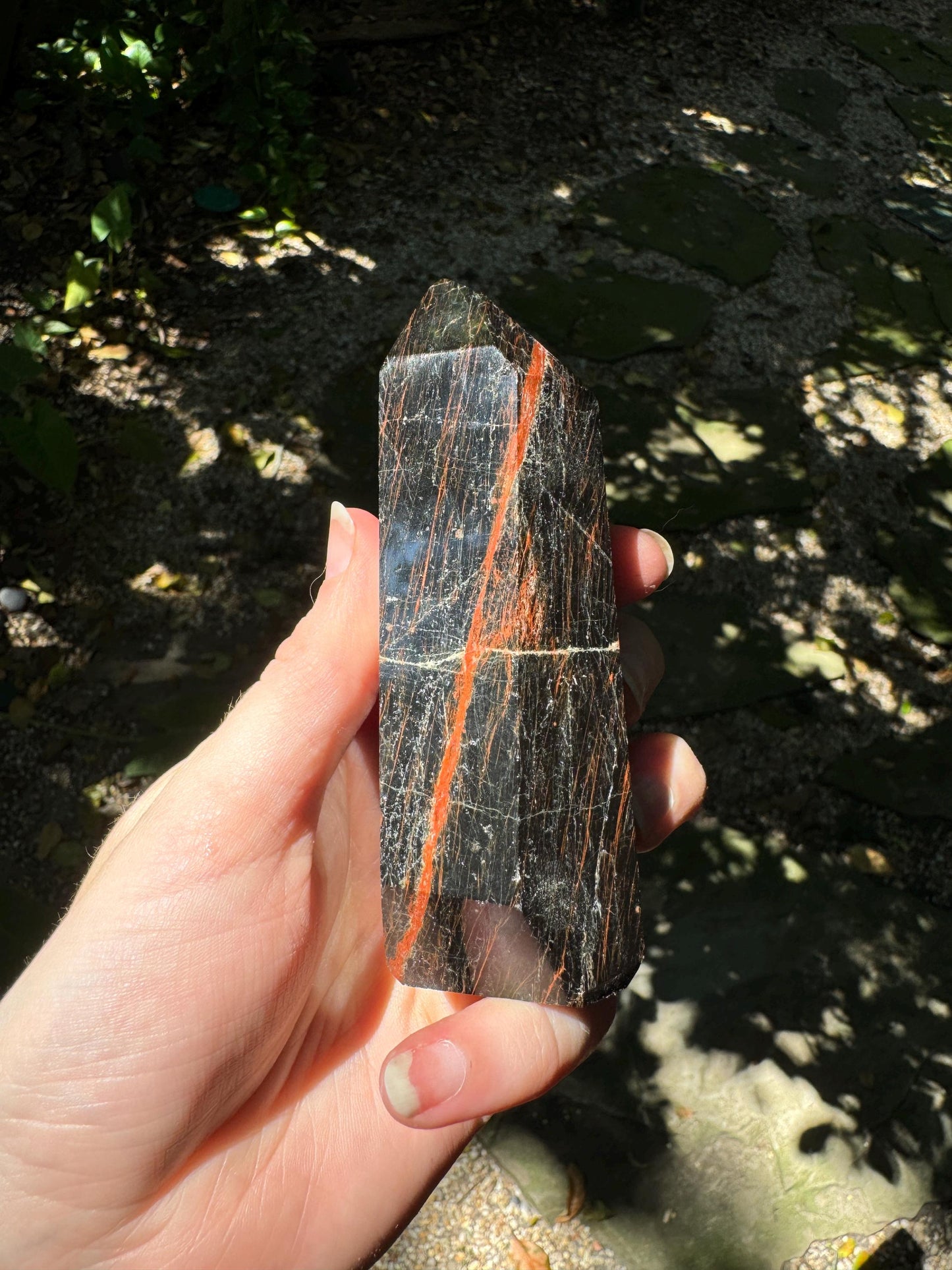 Tourmaline with Hematite Inclusions 265.5g Polished Point Specimen From Brazil