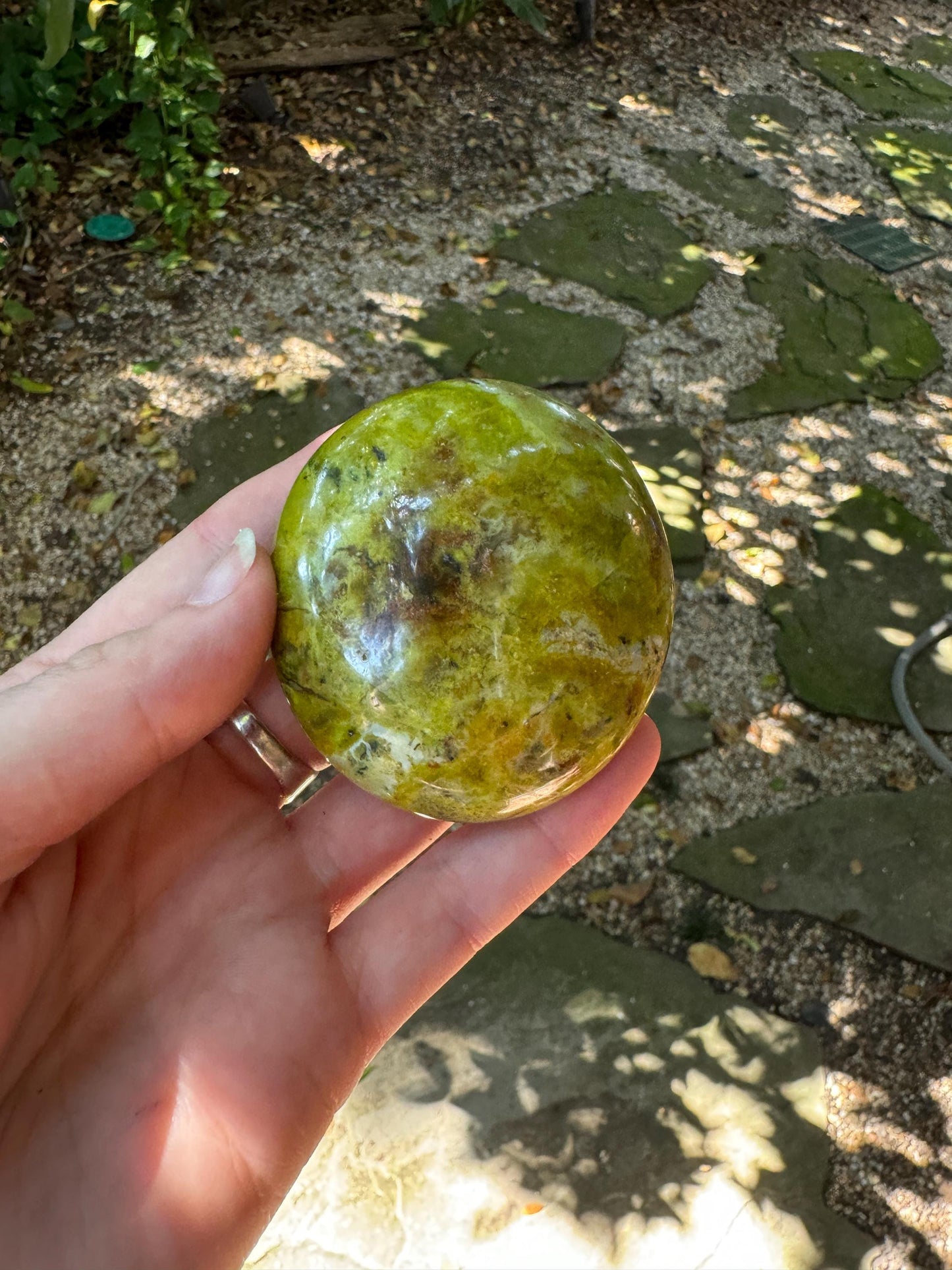 Polished Green Opal Palm Stone From Madagascar, Specimen 139.6g Mineral Crystal
