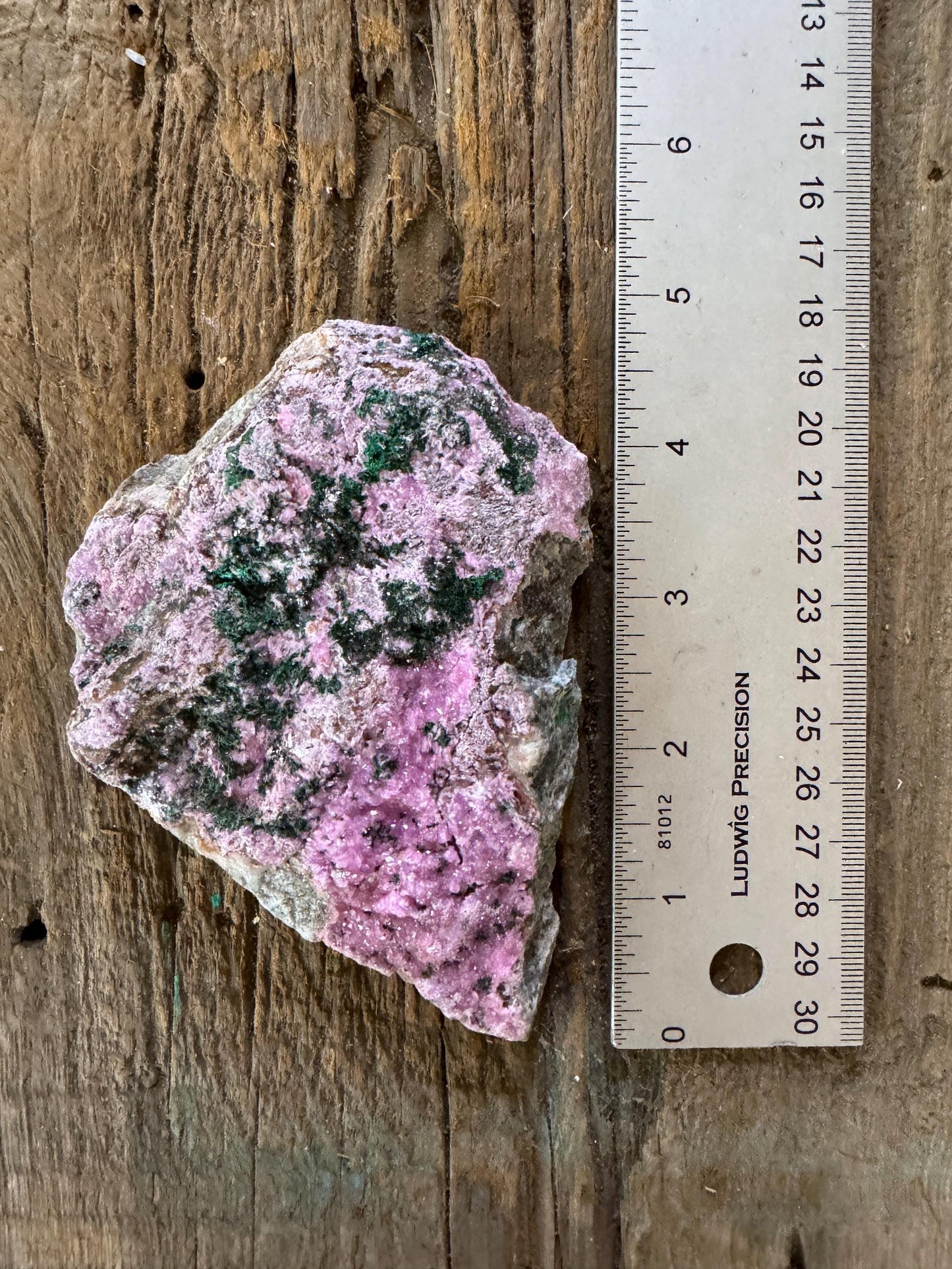 Cobalt and Calcite With Malachite From Zaire, 201.4g Specimen Mineral Crystal