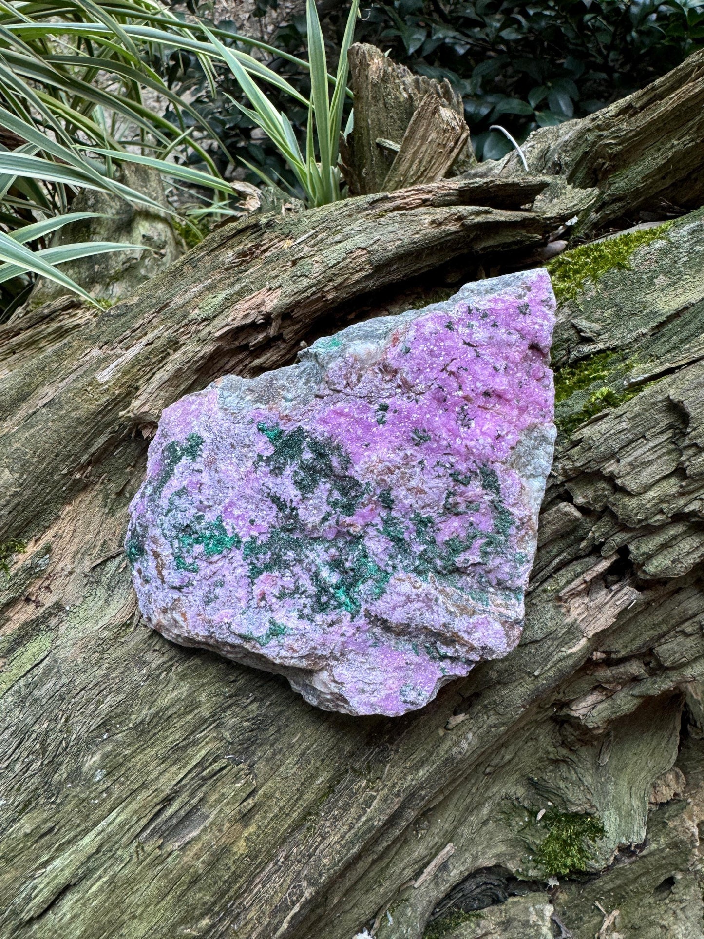 Cobalt and Calcite With Malachite From Zaire, 201.4g Specimen Mineral Crystal