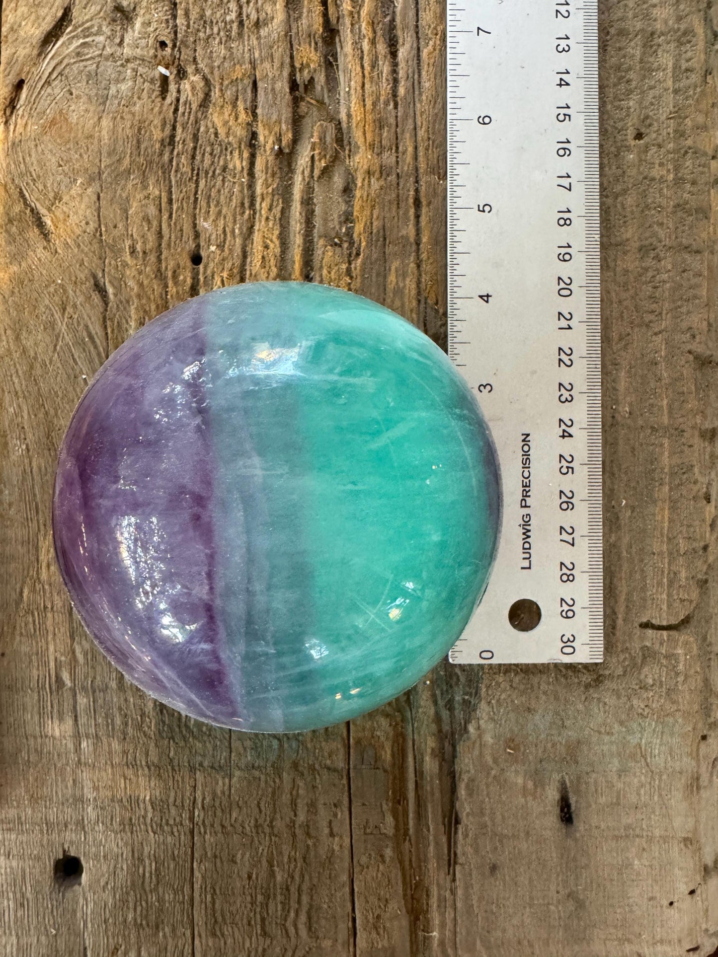 Polished High Quality Purple and Green Fluorite Sphere From China1192g 2lbs 10.1oz Stand Included