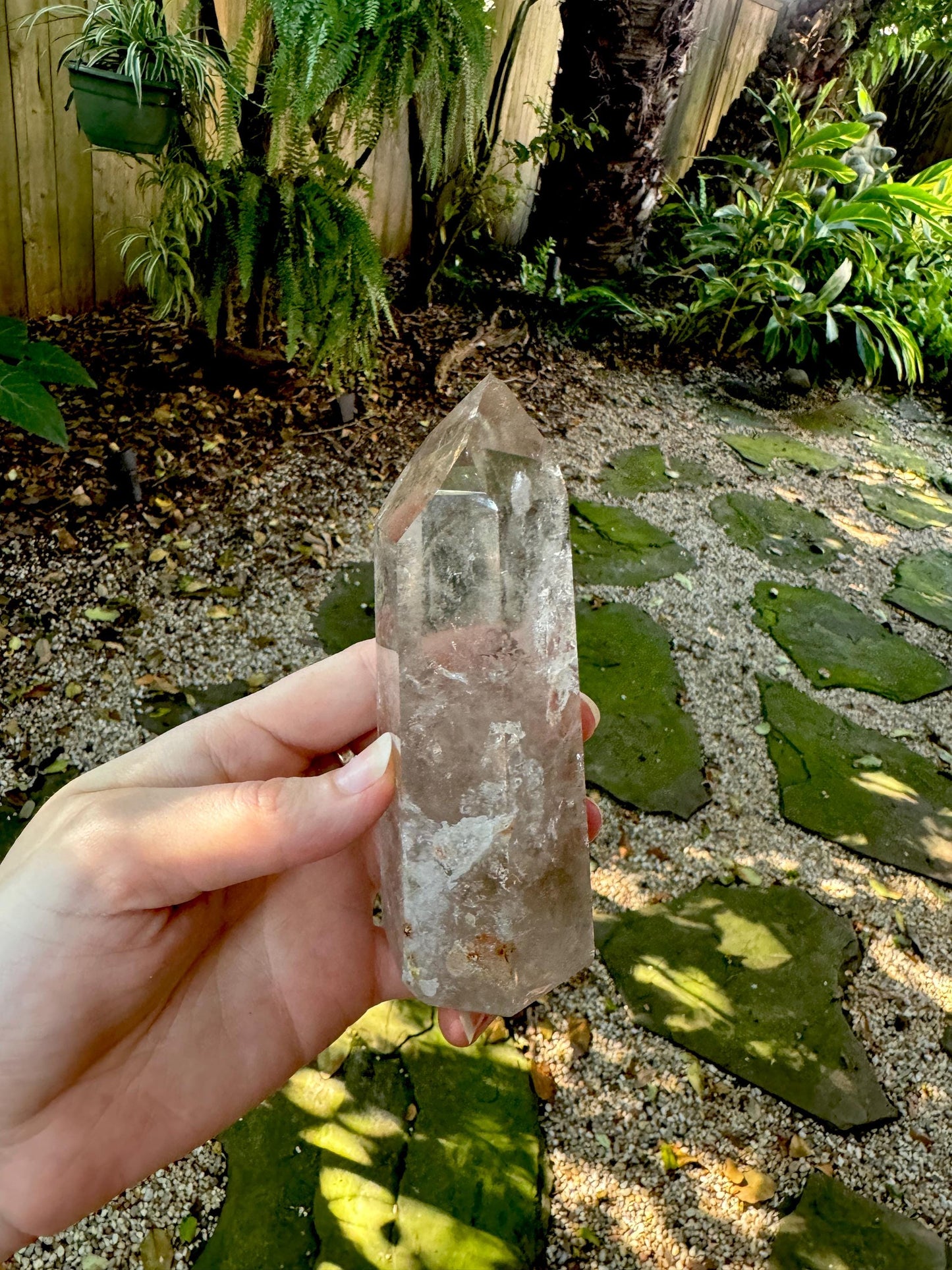 Brazilian Pale Smokey Clear Quartz 360g With Iron Inclusions Polished Point Specimen