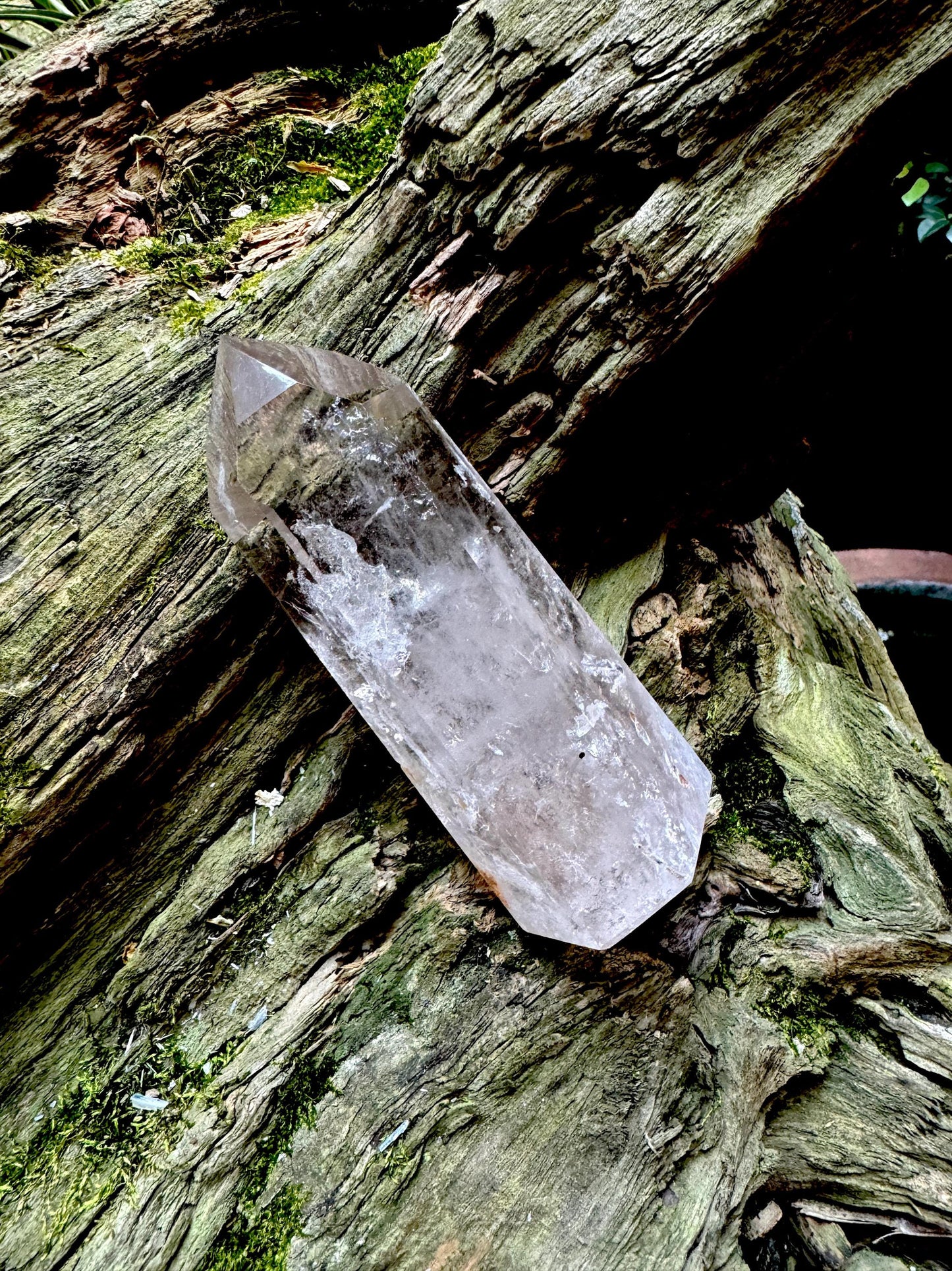 Brazilian Pale Smokey Clear Quartz 360g With Iron Inclusions Polished Point Specimen