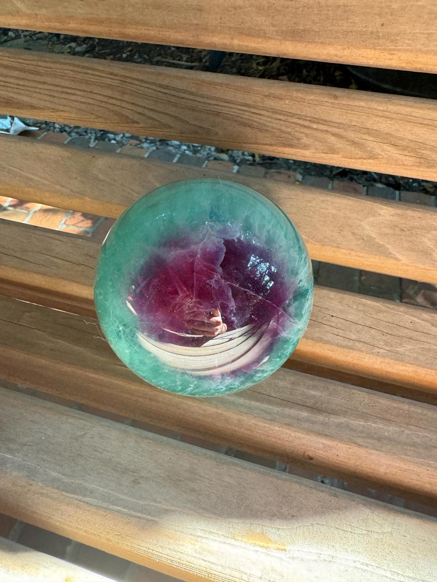 Polished High Quality Purple and Green Fluorite Sphere From China1192g 2lbs 10.1oz Stand Included