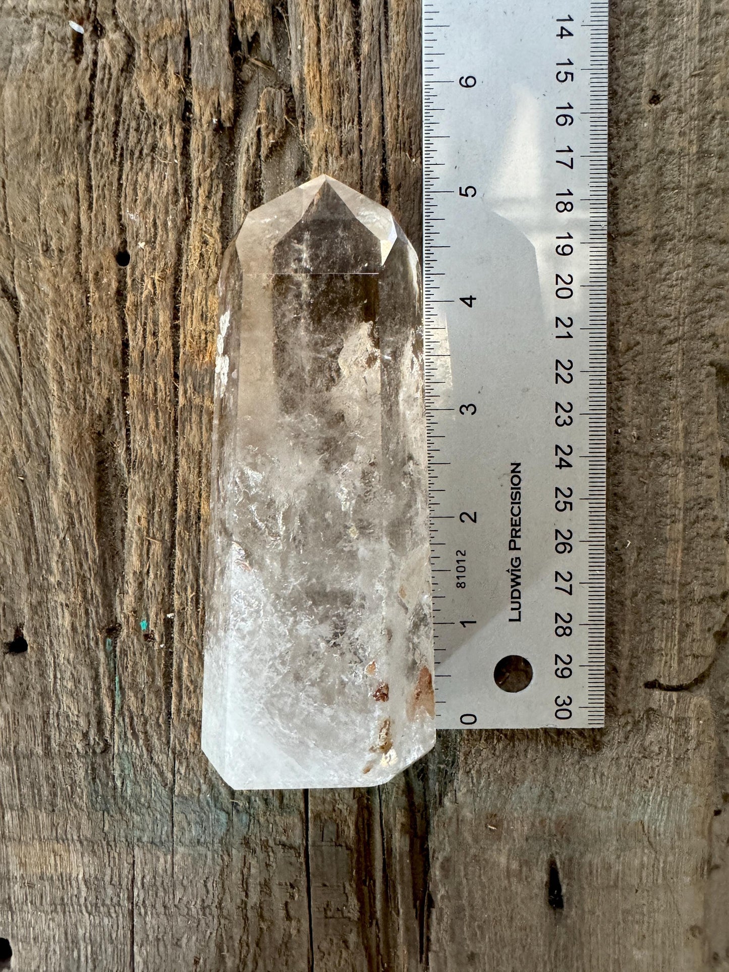 Brazilian Pale Smokey Clear Quartz 360g With Iron Inclusions Polished Point Specimen