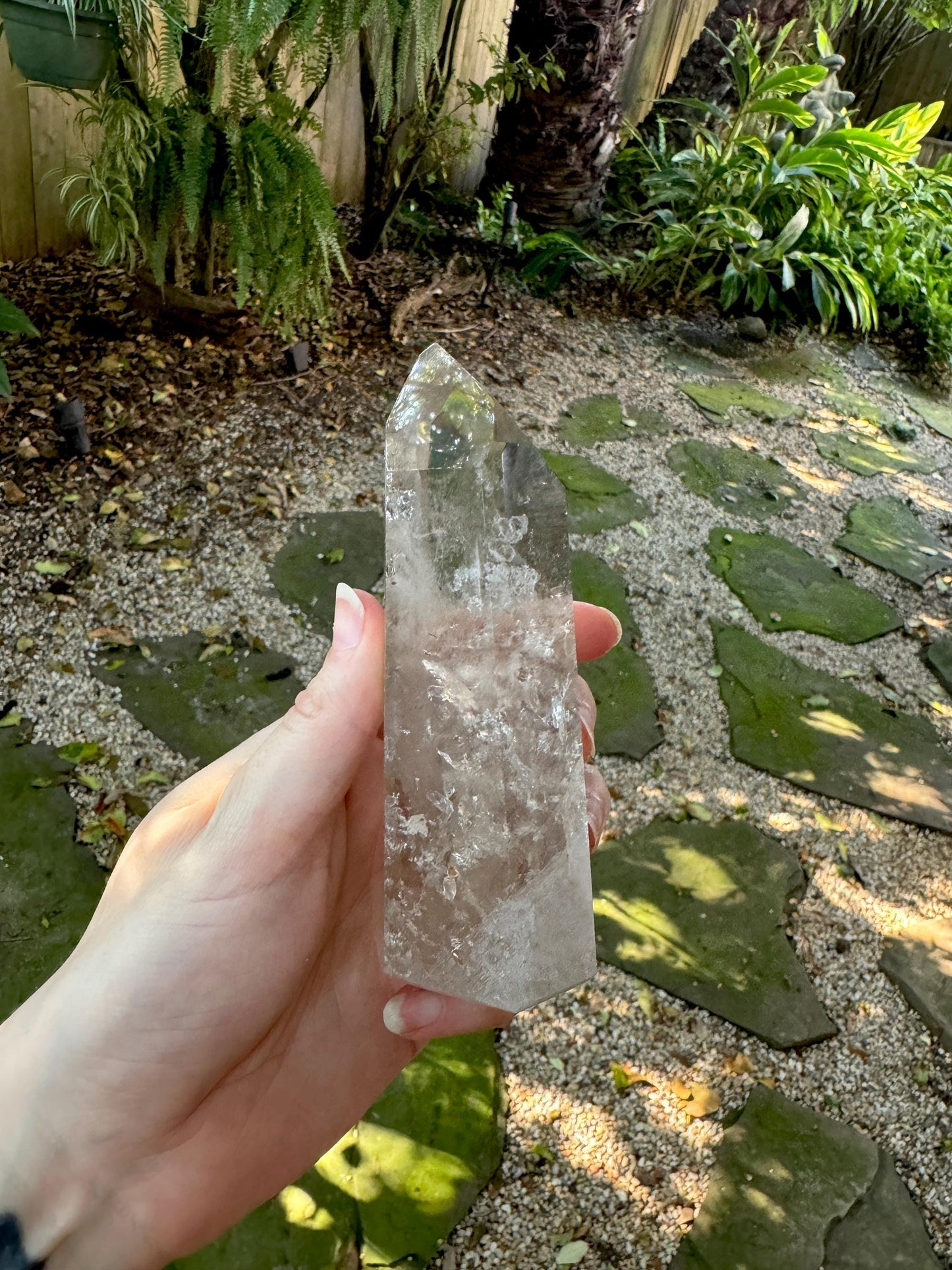 Brazilian Pale Smokey Clear Quartz 360g With Iron Inclusions Polished Point Specimen