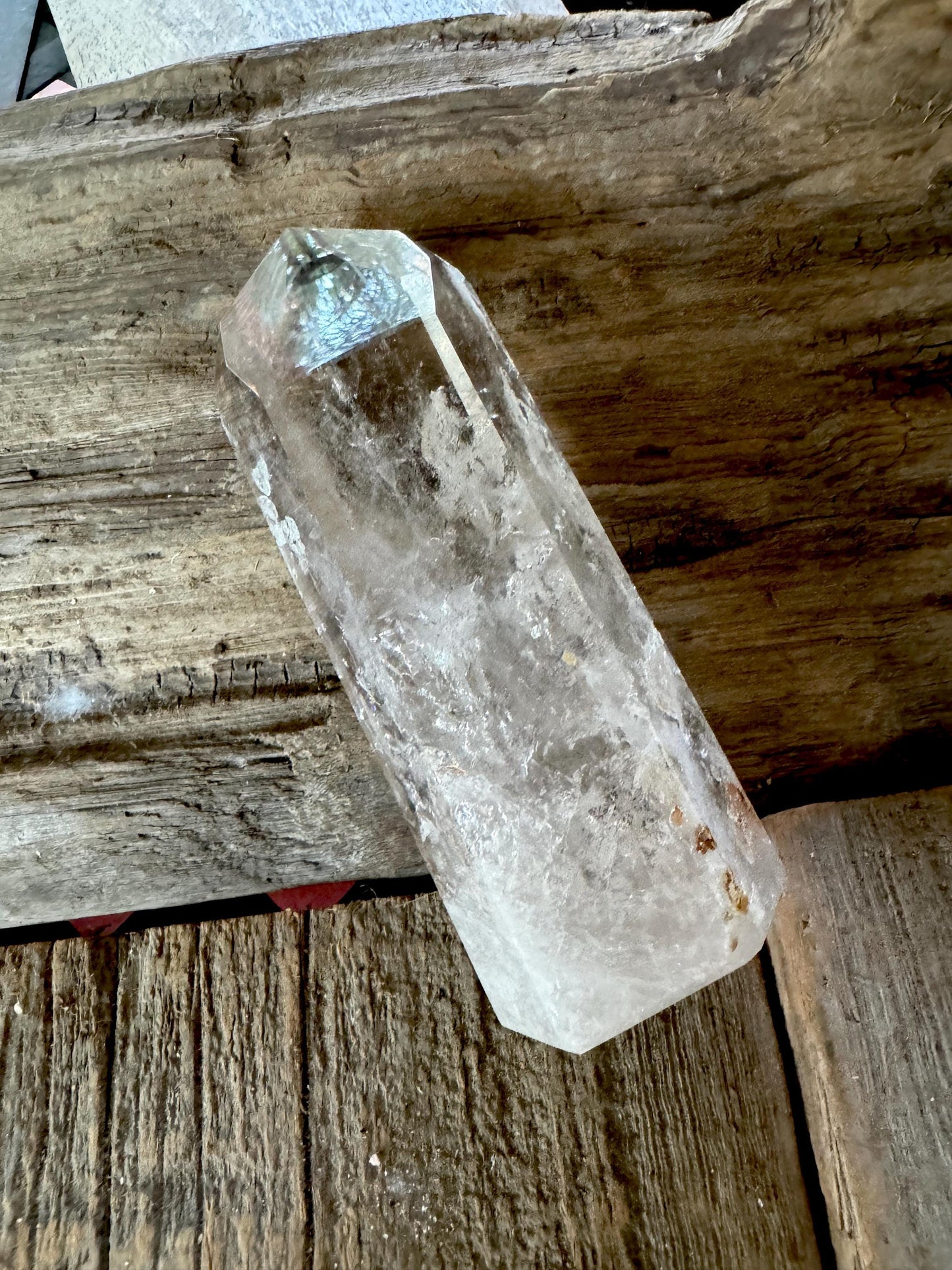 Brazilian Pale Smokey Clear Quartz 360g With Iron Inclusions Polished Point Specimen