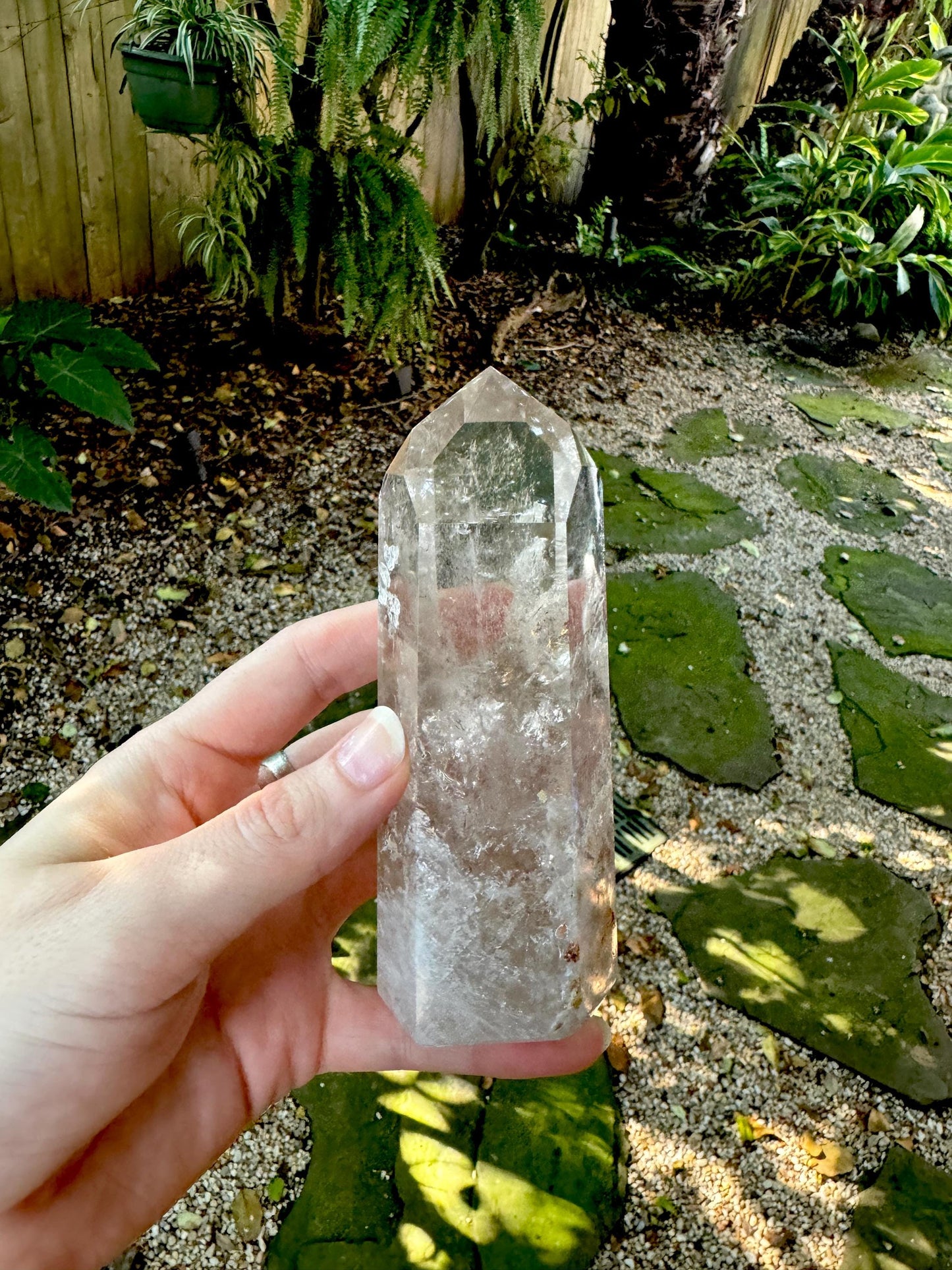 Brazilian Pale Smokey Clear Quartz 360g With Iron Inclusions Polished Point Specimen