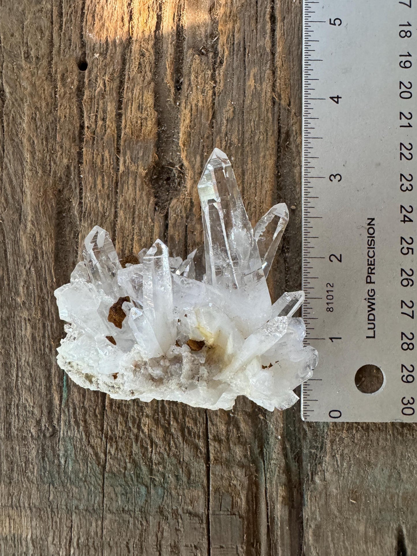 Columbian Optical Quartz Lemurian Cluster with limonite 128.5g Specimen Mineral Crystal