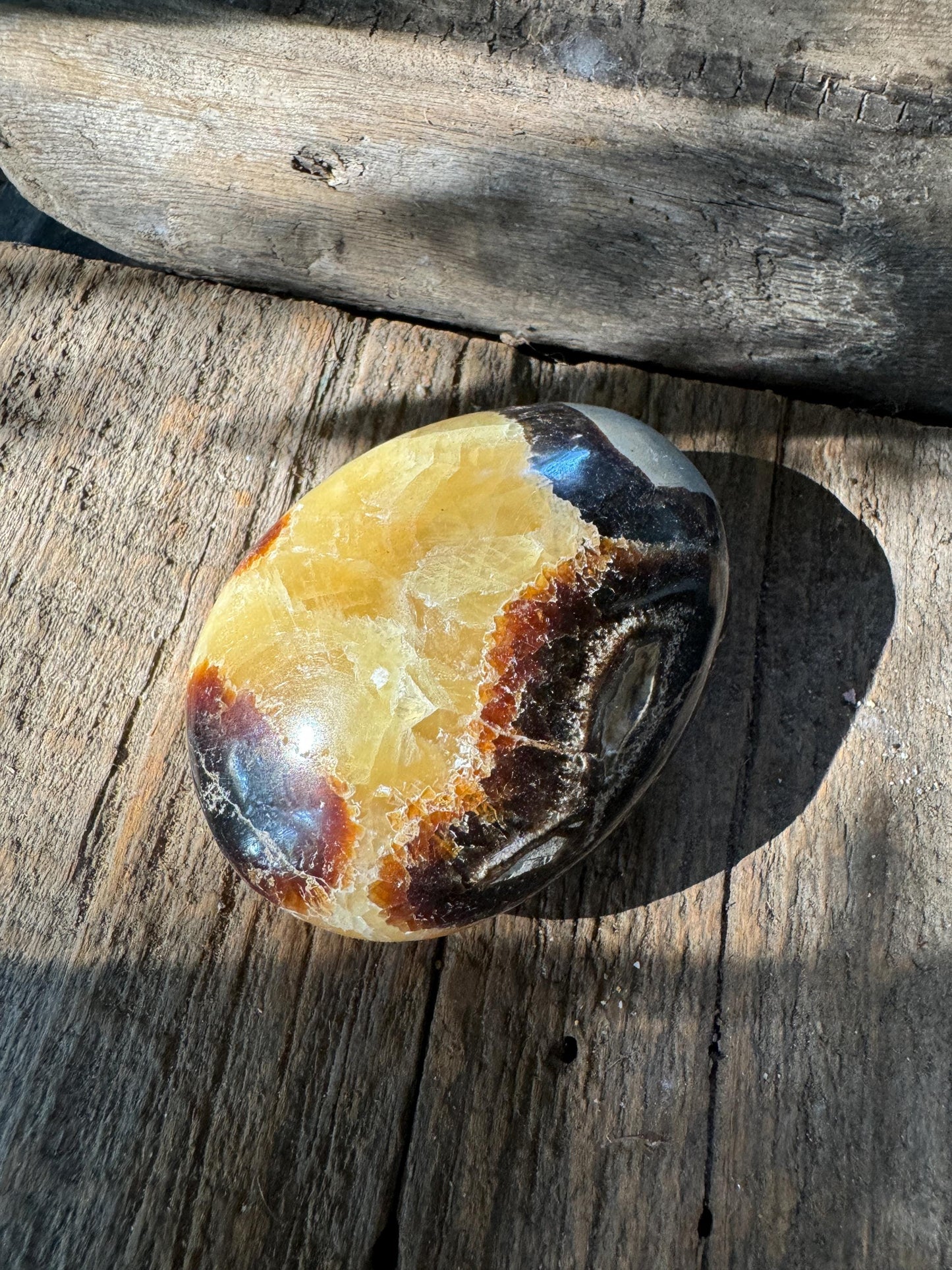 Lovely Septarian Calcite Palm Stone Madagascar 140.2g Specimen Mineral Crystal