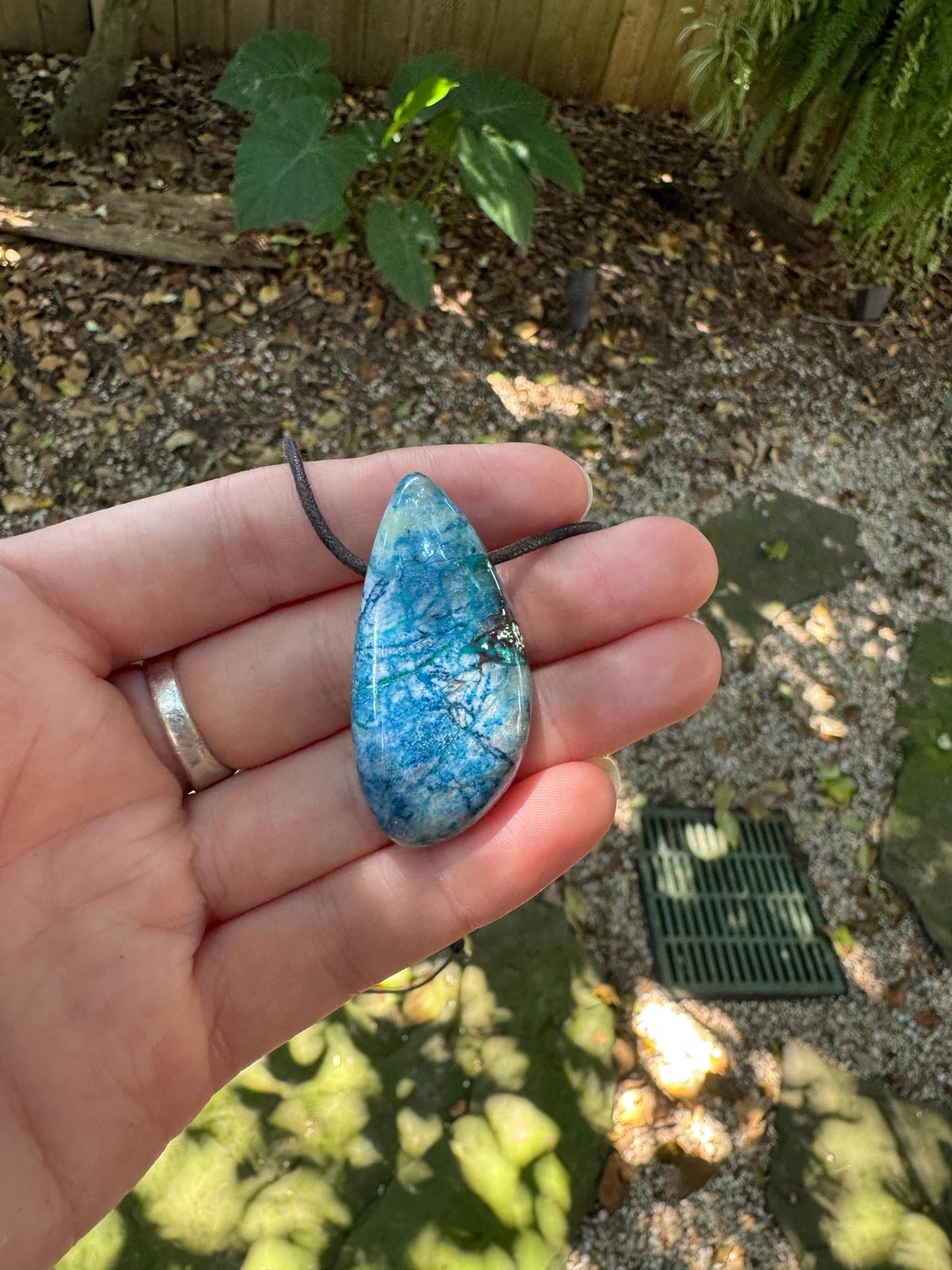 Polished and Drilled Blue Shattakite 66mm 2.6" long Pendant/Necklace From Shaba Zaire