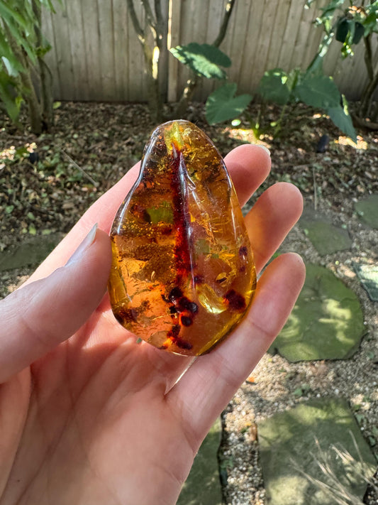 Polished Mexican Blue Amber Specimen from Chiapas Mexico 33.4g Mineral Crystal Fossil