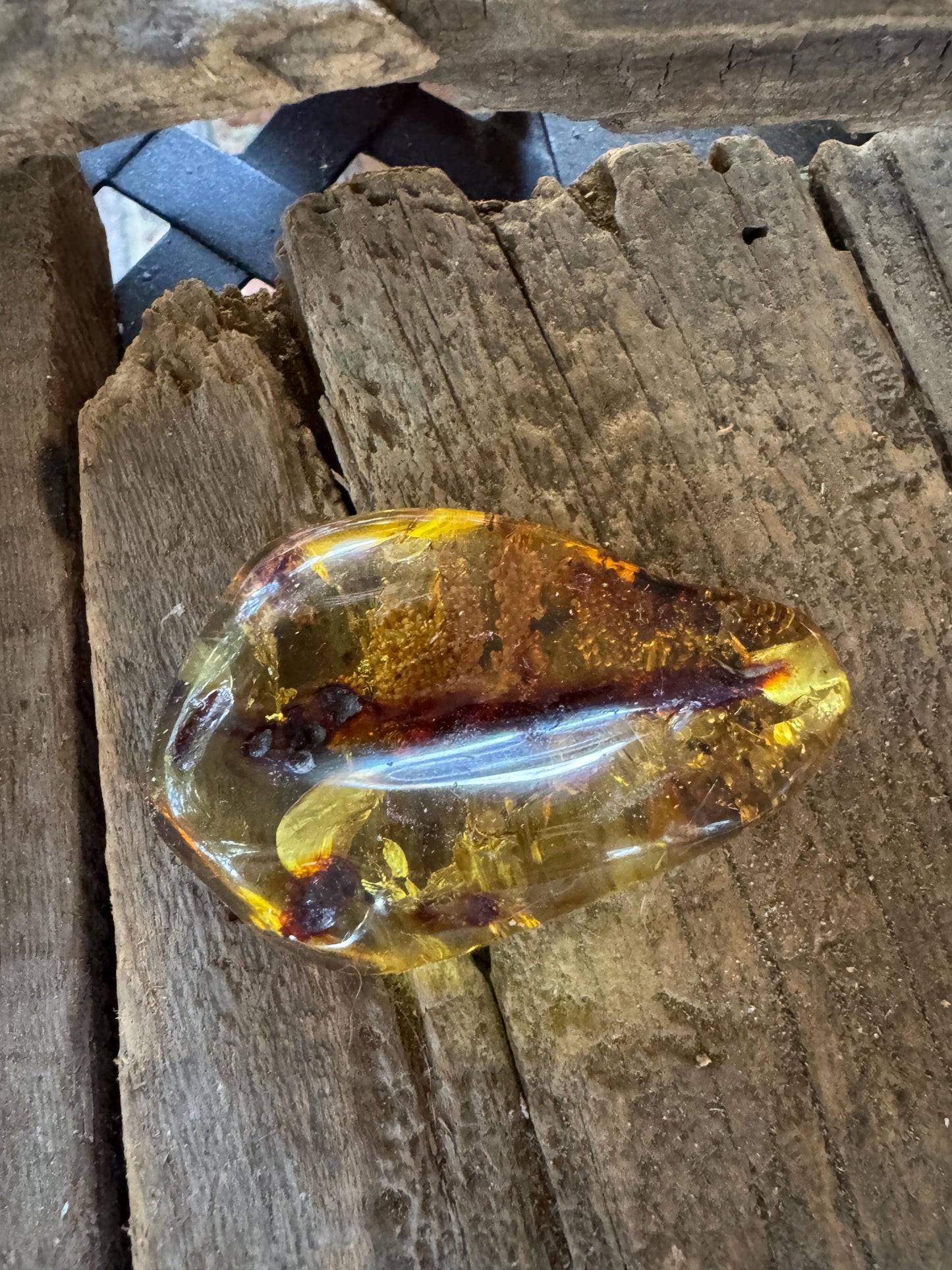 Polished Mexican Blue Amber Specimen from Chiapas Mexico 33.4g Mineral Crystal Fossil