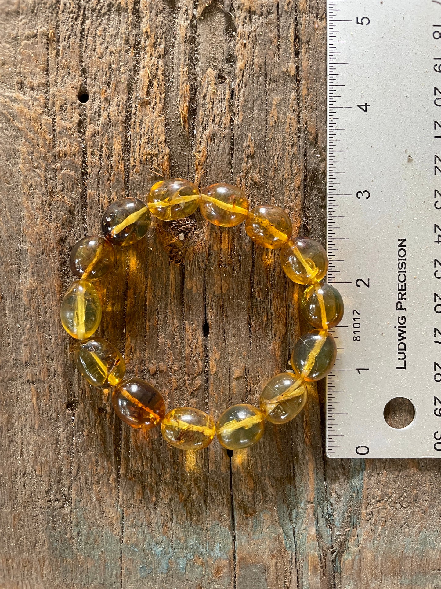 Beautiful Mexican Blue Amber Bracelet from Chiapas Mexico 14-16mm Beads
