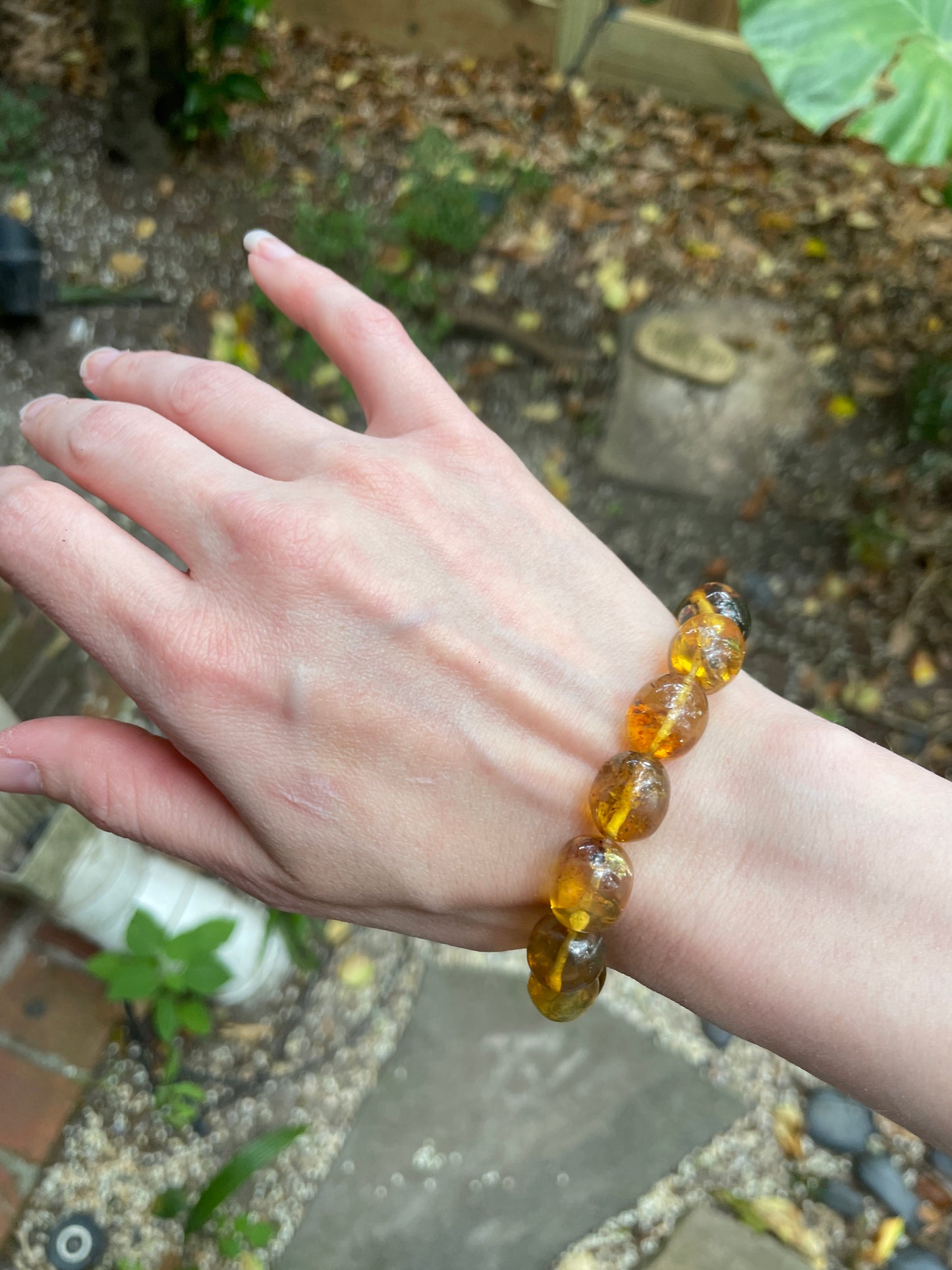 Beautiful Mexican Blue Amber Bracelet from Chiapas Mexico 14-16mm Beads