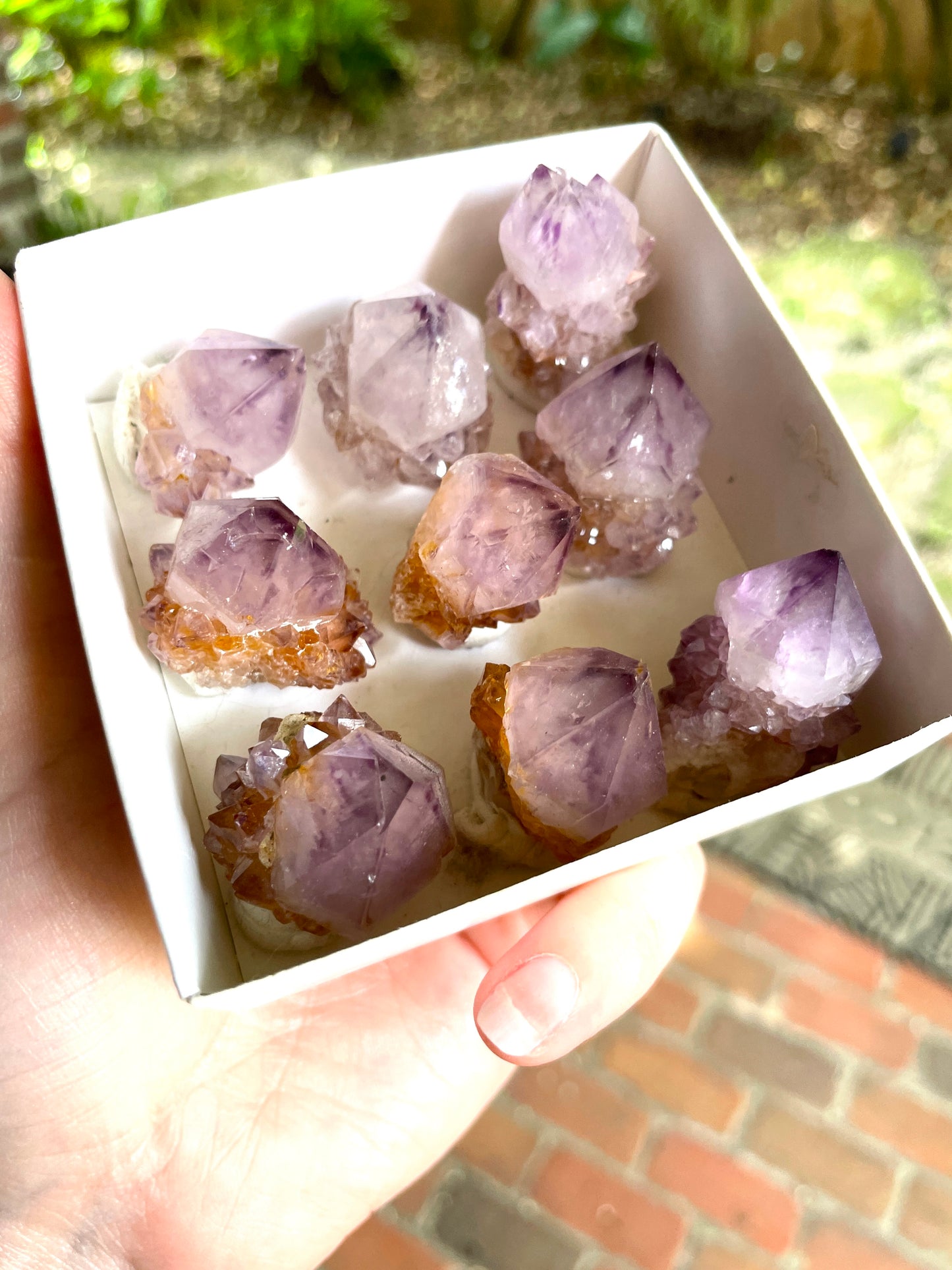 Set of Small Amethyst Spirit Quartz Points With iron And Hematite For Jewelry Making