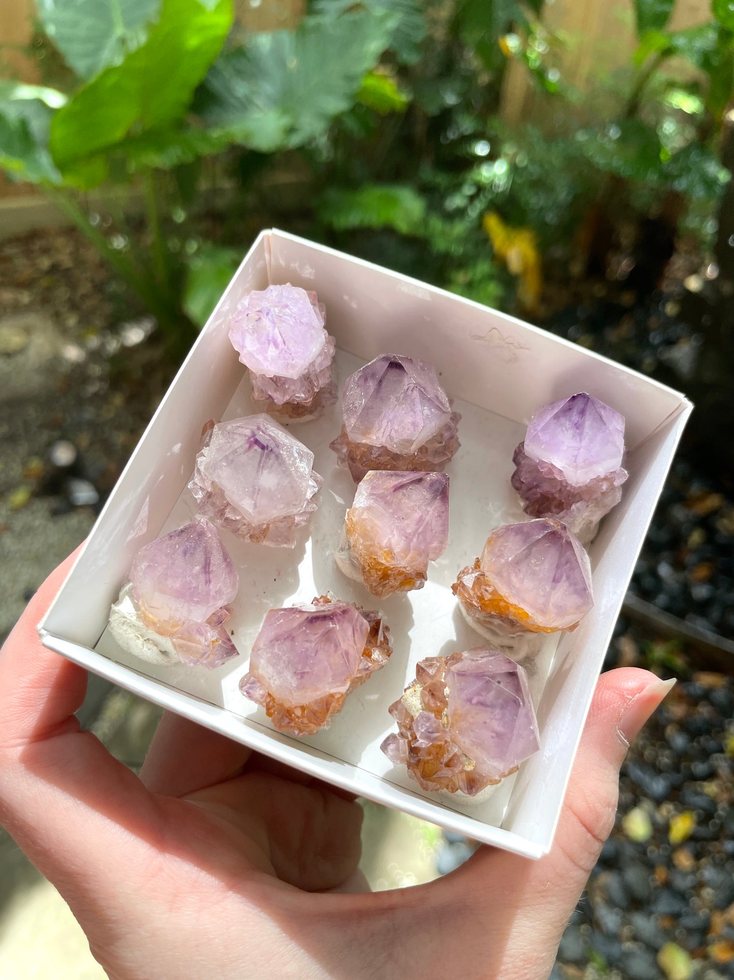 Set of Small Amethyst Spirit Quartz Points With iron And Hematite For Jewelry Making