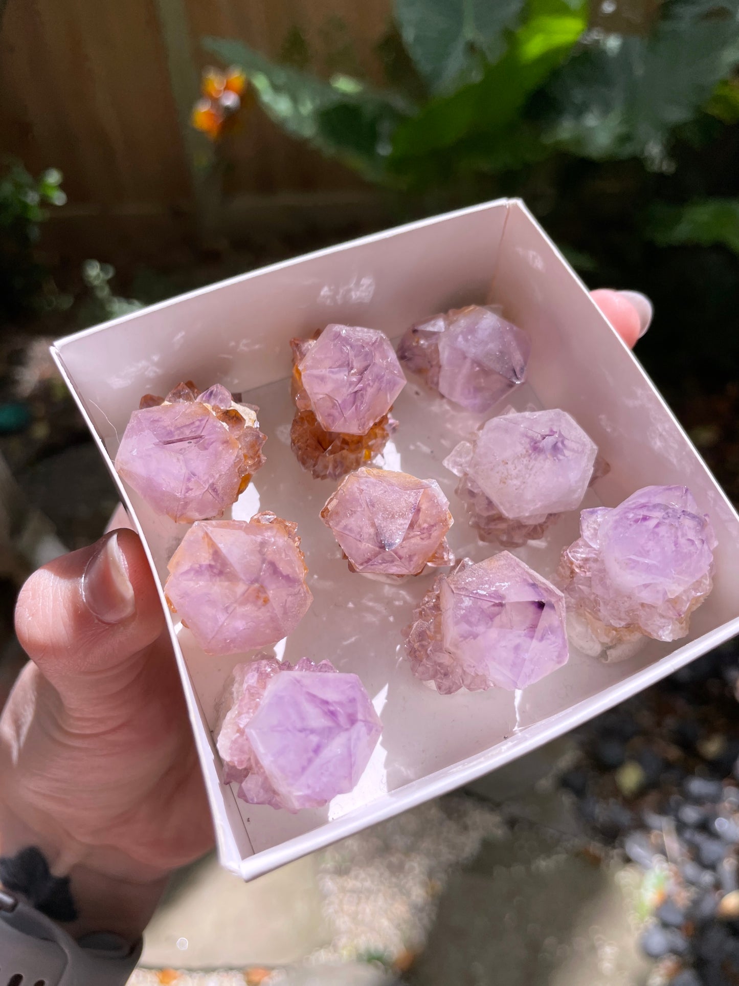 Set of Small Amethyst Spirit Quartz Points With iron And Hematite For Jewelry Making