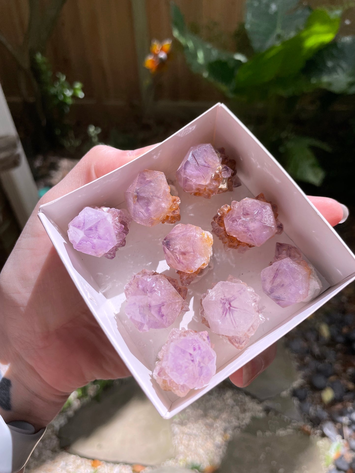 Set of Small Amethyst Spirit Quartz Points With iron And Hematite For Jewelry Making