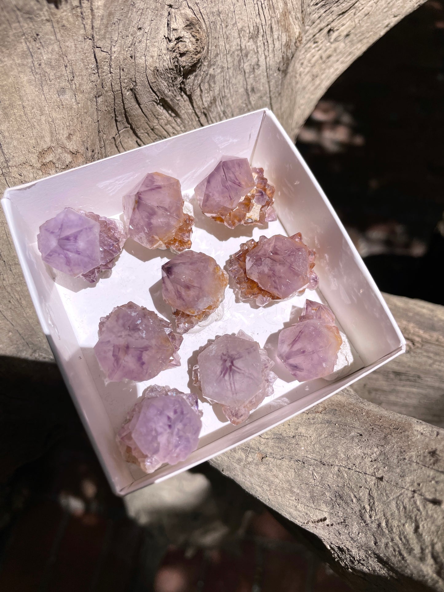 Set of Small Amethyst Spirit Quartz Points With iron And Hematite For Jewelry Making