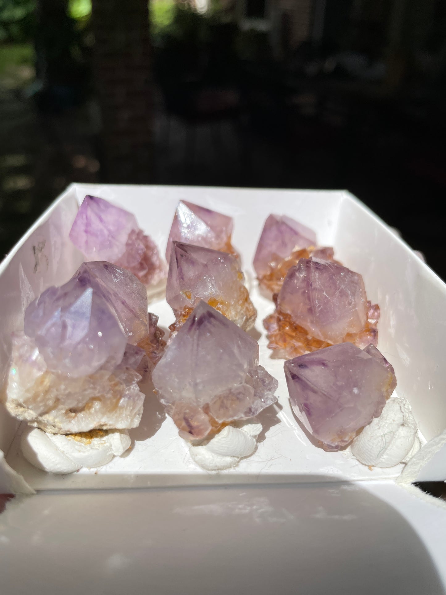 Set of Small Amethyst Spirit Quartz Points With iron And Hematite For Jewelry Making
