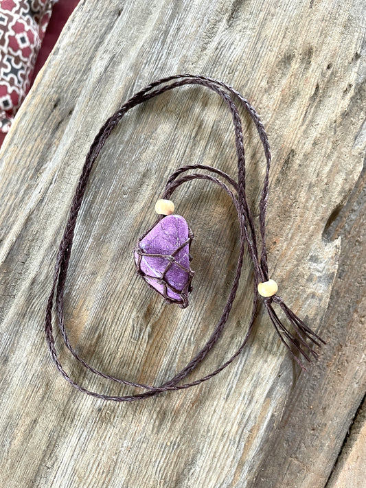 Beautiful Purple Stichtite From South Africa Interchangeable Macrame Pendant for Tumbled Stones
