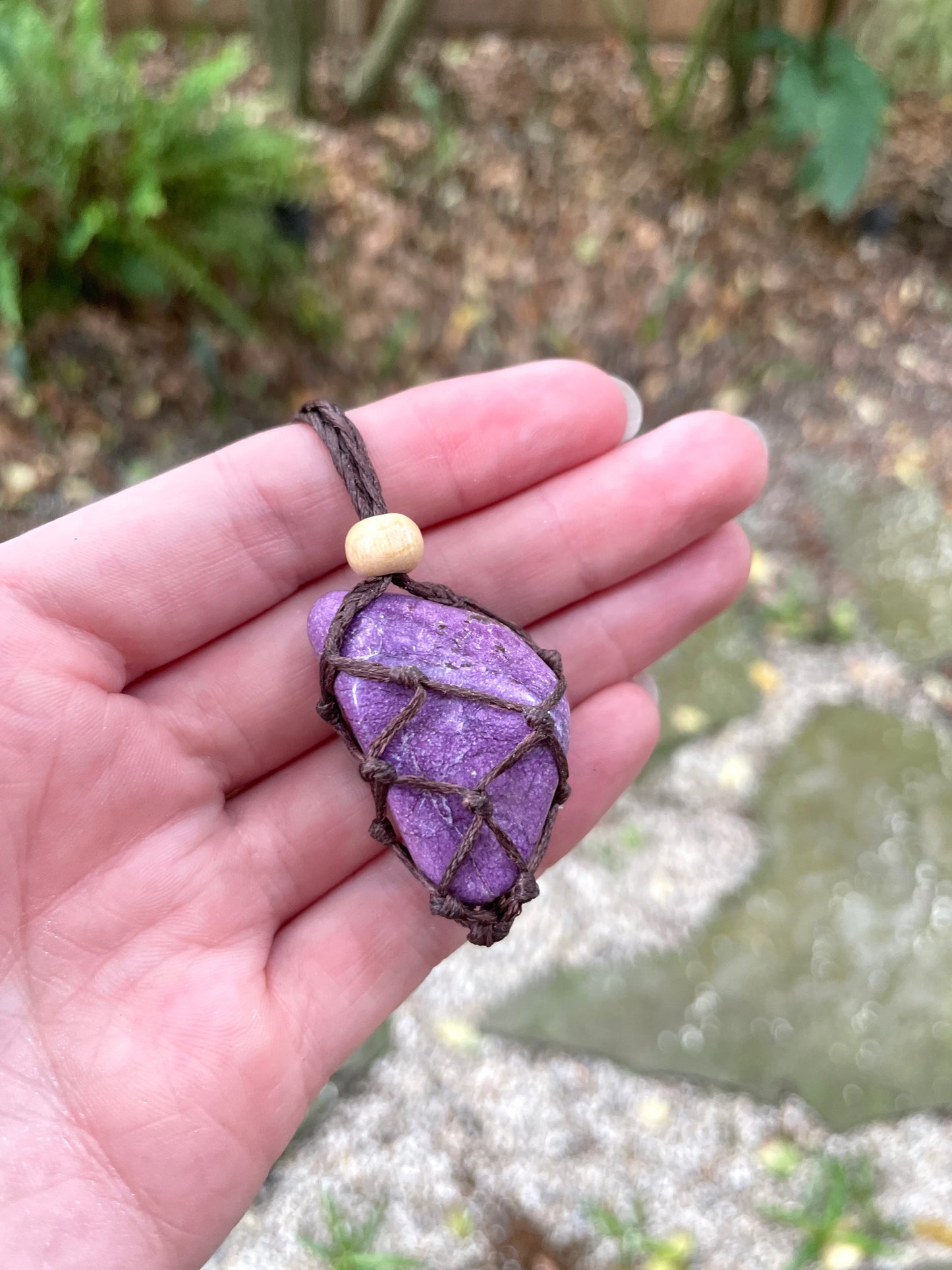 Beautiful Purple Stichtite From South Africa Interchangeable Macrame Pendant for Tumbled Stones