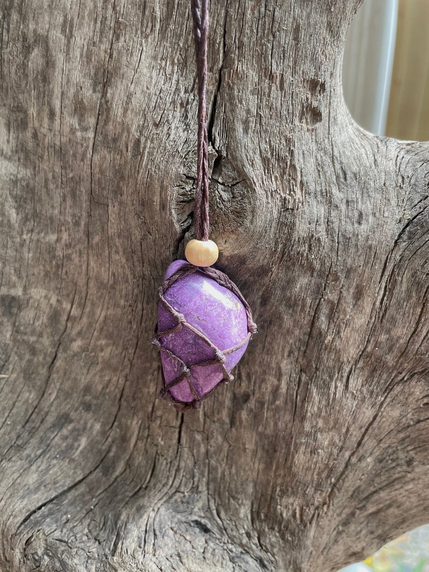 Beautiful Purple Stichtite From South Africa Interchangeable Macrame Pendant for Tumbled Stones