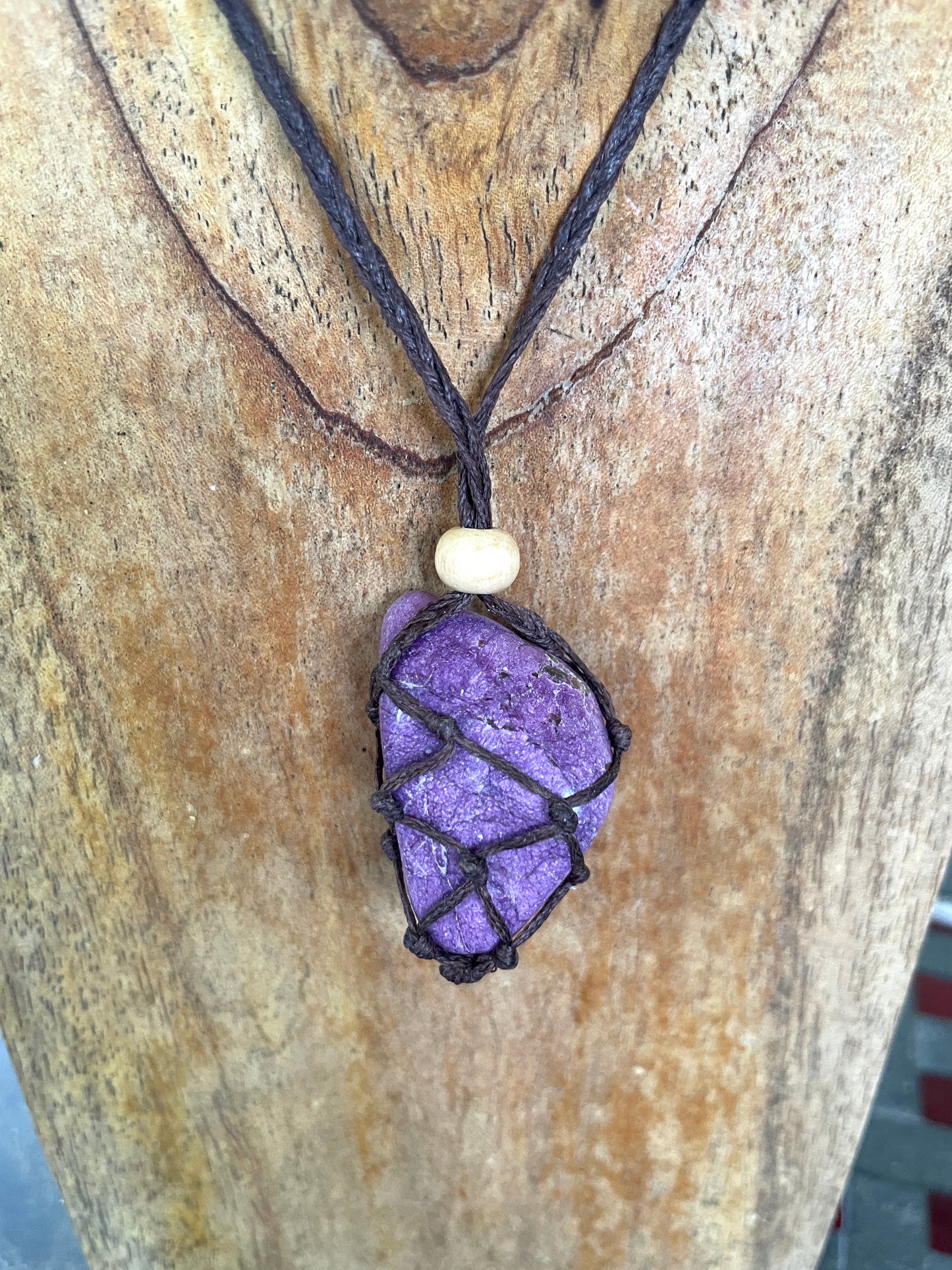 Beautiful Purple Stichtite From South Africa Interchangeable Macrame Pendant for Tumbled Stones