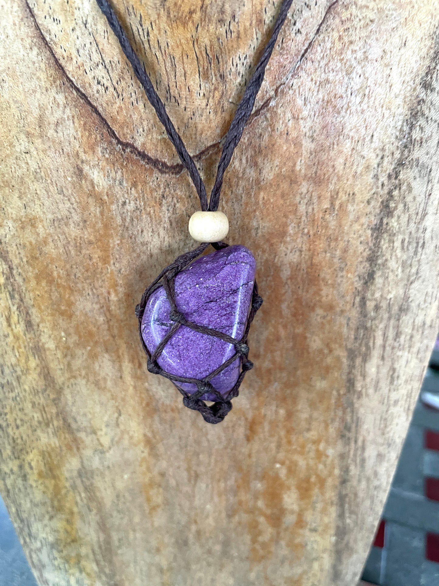 Beautiful Purple Stichtite From South Africa Interchangeable Macrame Pendant for Tumbled Stones