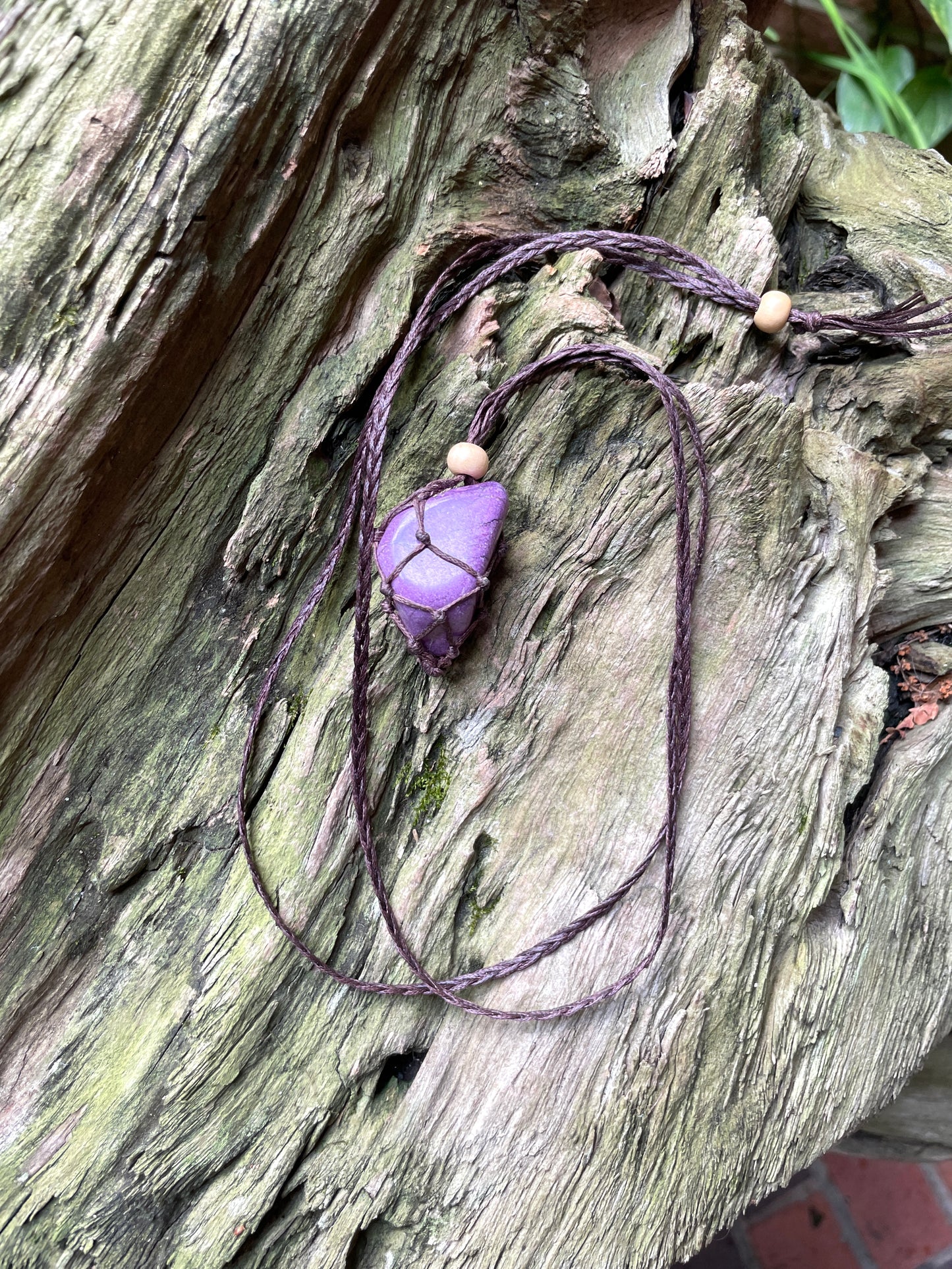 Beautiful Purple Stichtite From South Africa Interchangeable Macrame Pendant for Tumbled Stones