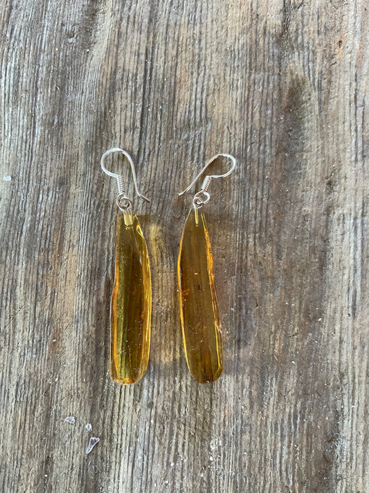 Beautiful Mexican Blue Amber Earrings from Chiapas Mexico