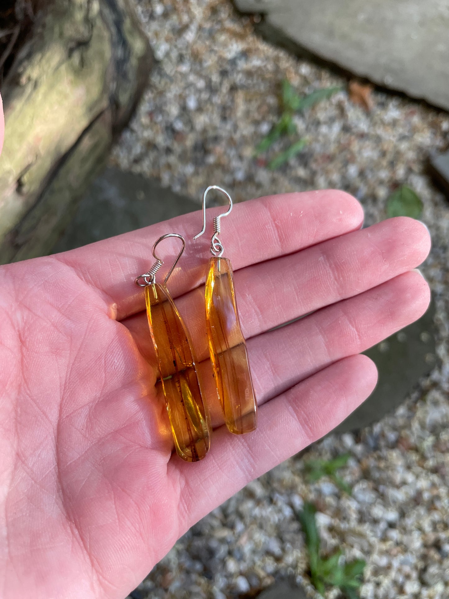 Beautiful Mexican Blue Amber Earrings from Chiapas Mexico