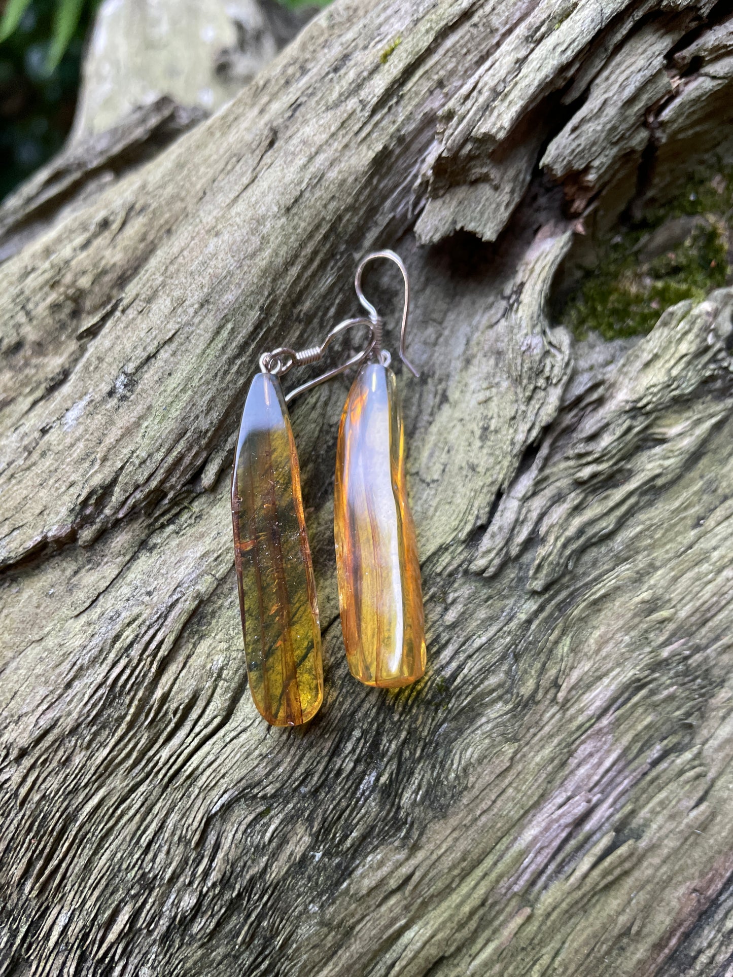 Beautiful Mexican Blue Amber Earrings from Chiapas Mexico