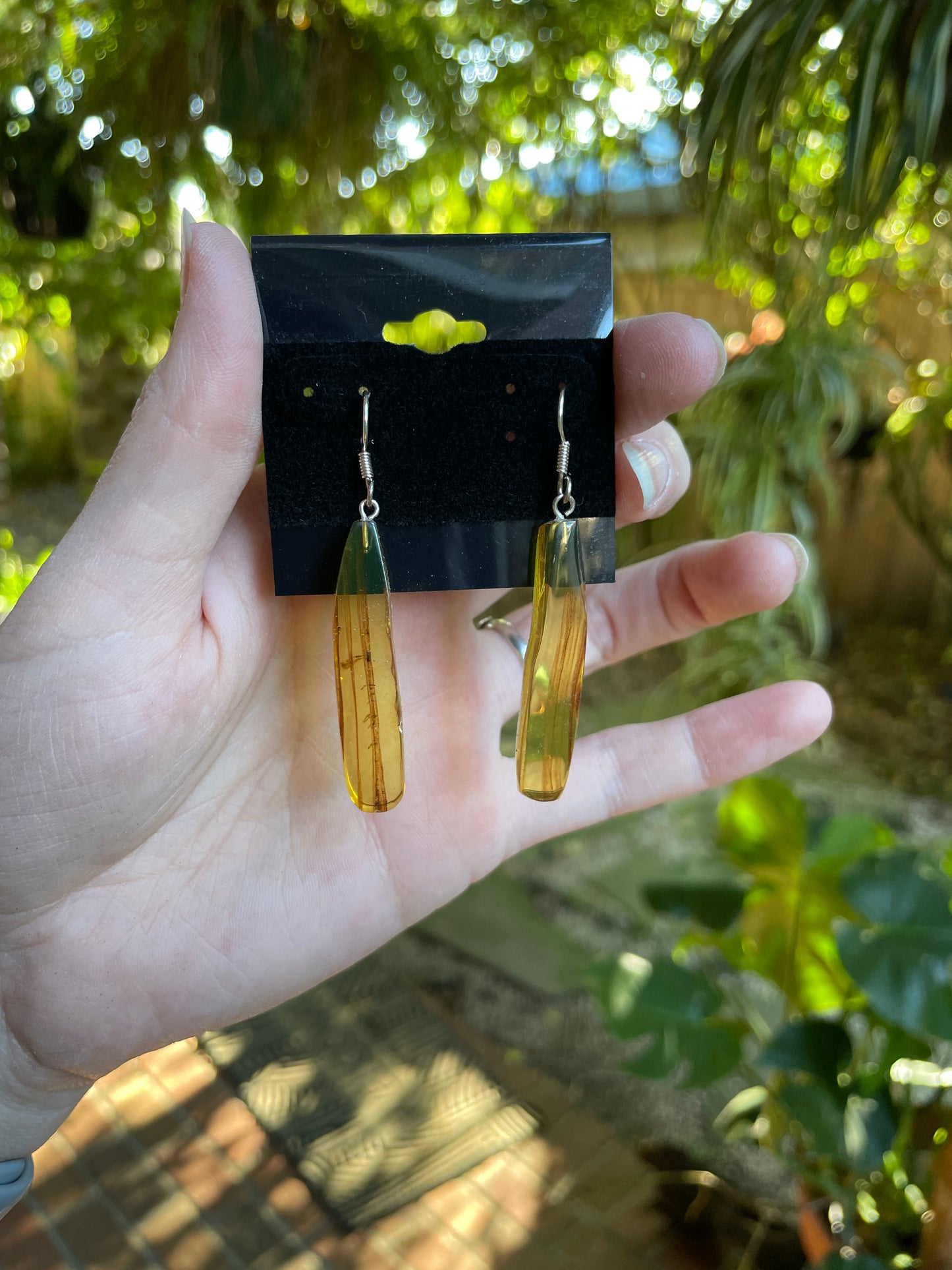 Beautiful Mexican Blue Amber Earrings from Chiapas Mexico