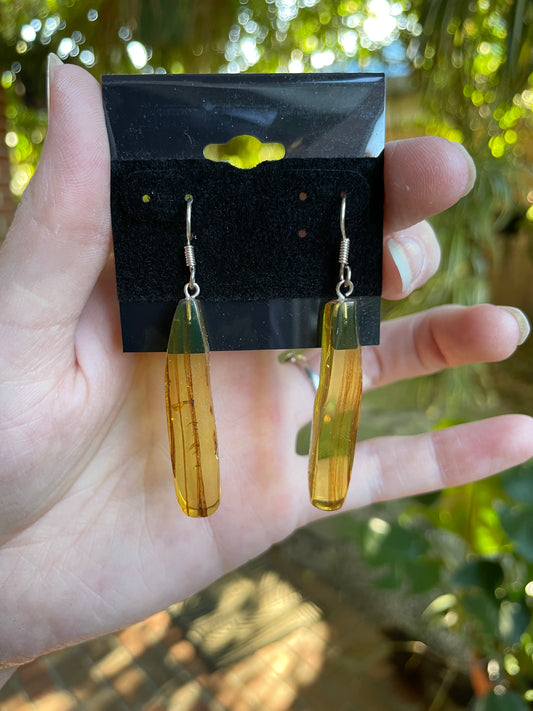 Beautiful Mexican Blue Amber Earrings from Chiapas Mexico