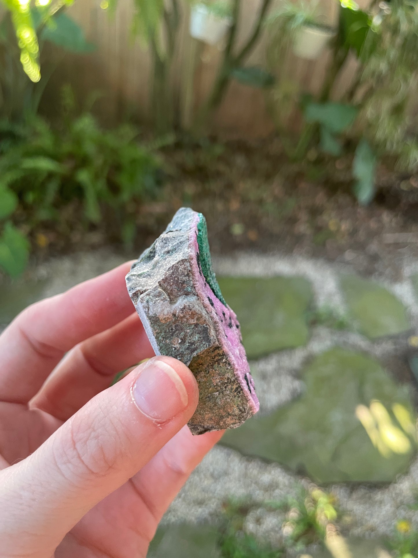 Cobalt and Calcite With Malachite From Zaire, 66.3g Specimen Mineral Crystal