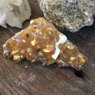 Citrus Blossom Aura Quartz Cluster from Arkansas 93.1g Specimen