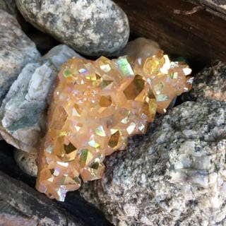 Citrus Blossom Aura Quartz Cluster from Arkansas 93.1g Specimen