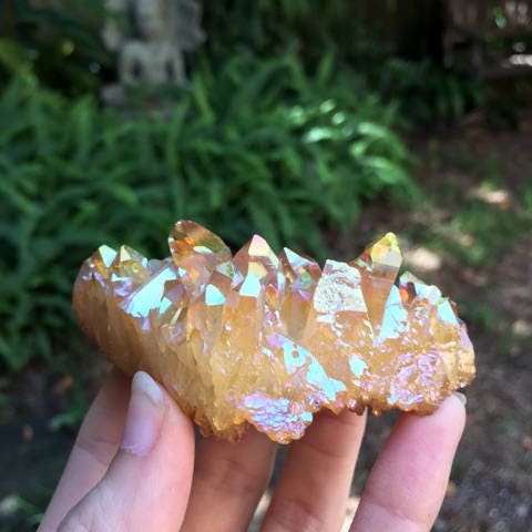 Citrus Blossom Aura Quartz Cluster from Arkansas 93.1g Specimen