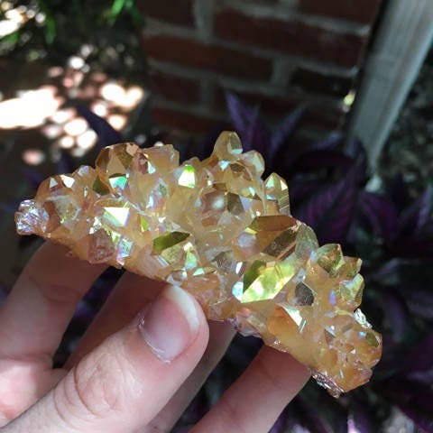 Citrus Blossom Aura Quartz Cluster from Arkansas 93.1g Specimen