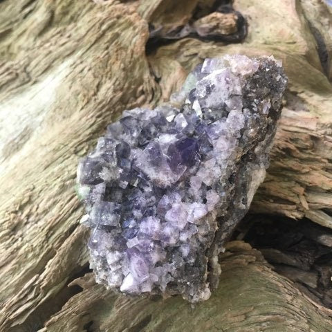 Purple/Green Rogerley Fluorite Crystal Cluster 138g, Diana Marie Mine, England UV reactive and Fluorescent Chakra Reiki Altar